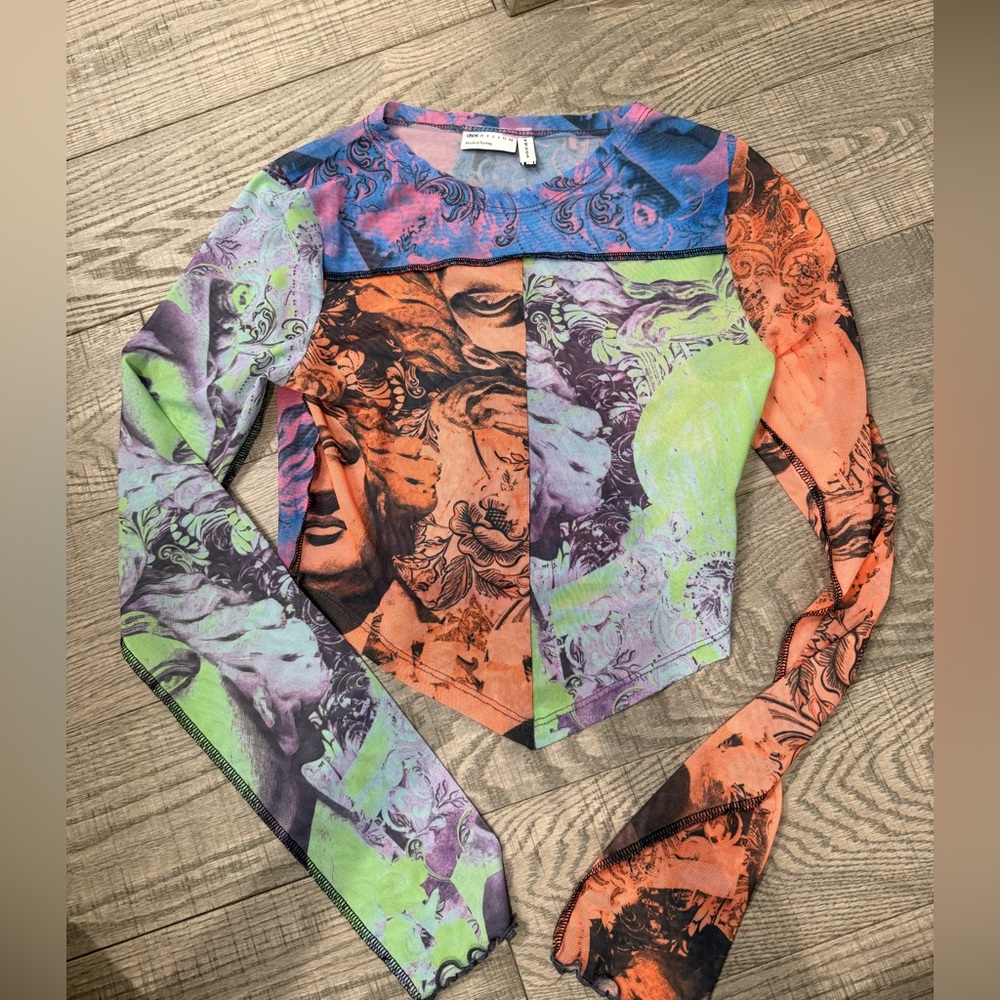 Mesh Colorful Long Sleeve Top